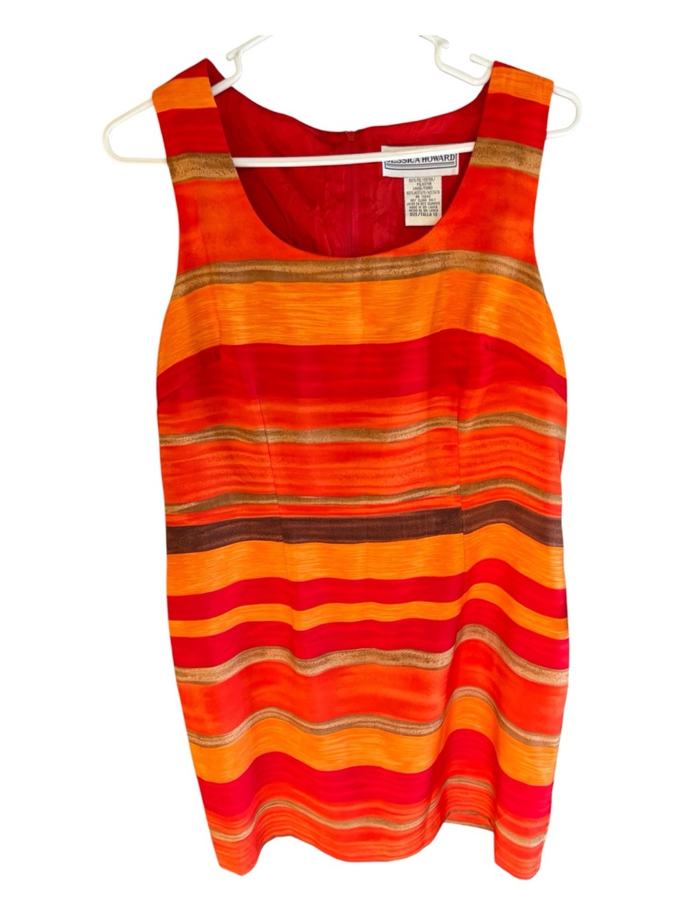 Jessica Howard Vintage Red and Orange Striped Dress